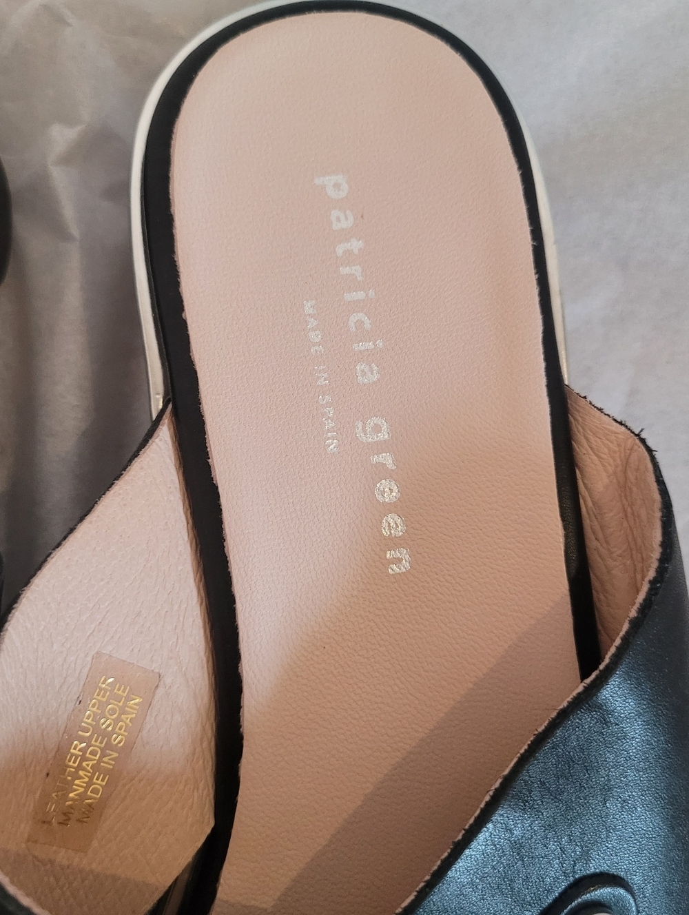 Patricia Green Catalina Sport Sandal Black Leather Slide Platform Size 40 Made I — image 6 of 8